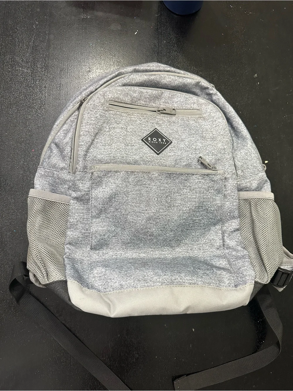 Roxy Light Gray Heather Backpack with Mesh Pockets
